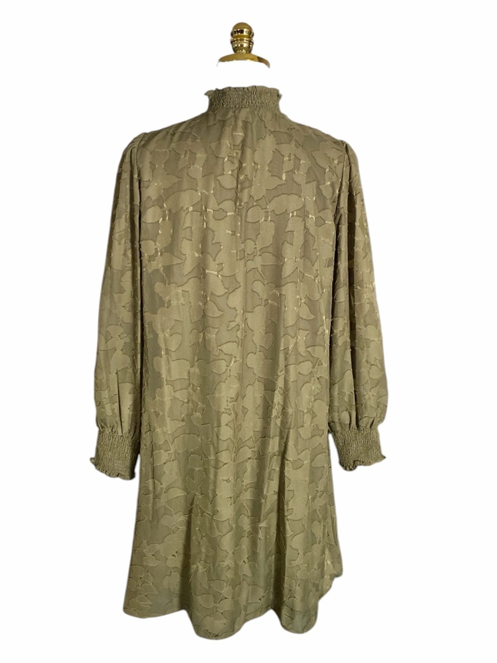 Tommy Hilfiger Olive Green Burnout Floral Mock Neck Long Sleeve Shift Dress 12 - Picture 8 of 14